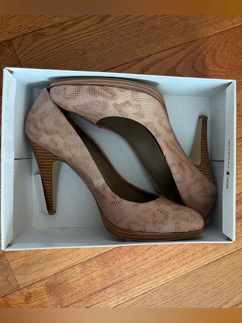 Nine West Nude Textured Snake-Print Pumps